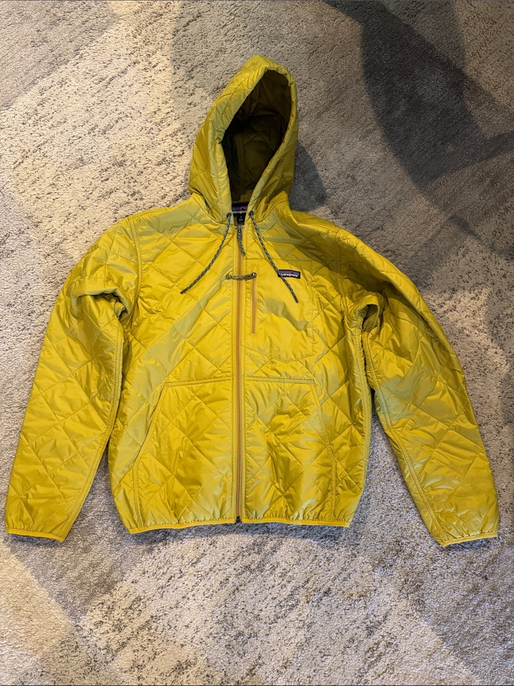 Patagonia Yellow Hooded Quilted Jacket